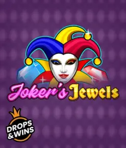 Discover the vibrant ambiance of Joker's Jewels slot by Pragmatic Play, showcasing a charming joker's mask embellished with a vivid jester hat. This image captures the joyful spirit of classic slots, set against a deep purple background. Great for fans of joker-themed slots, delivering a thrilling adventure. 